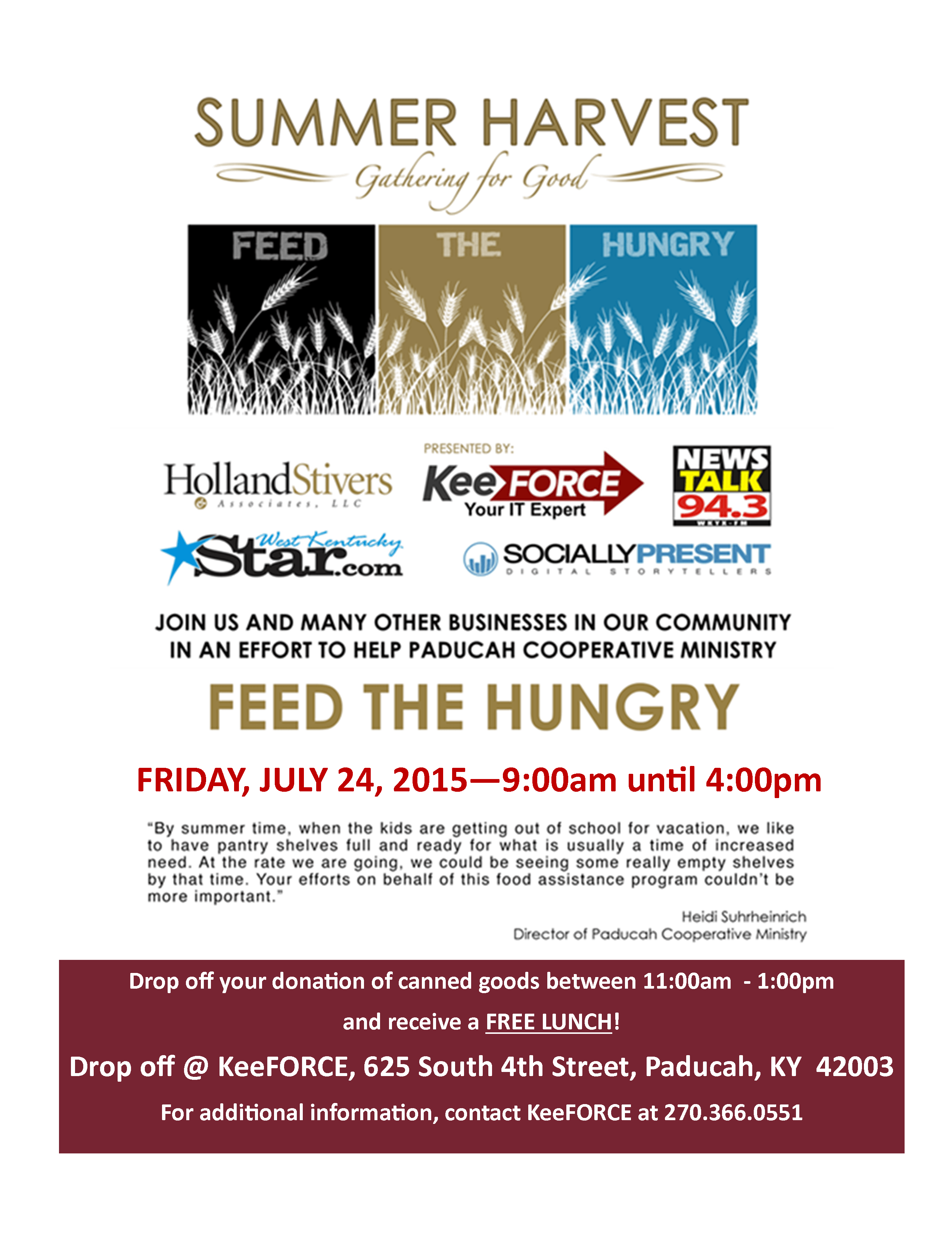 Help Us Feed The Hungry – July 24th